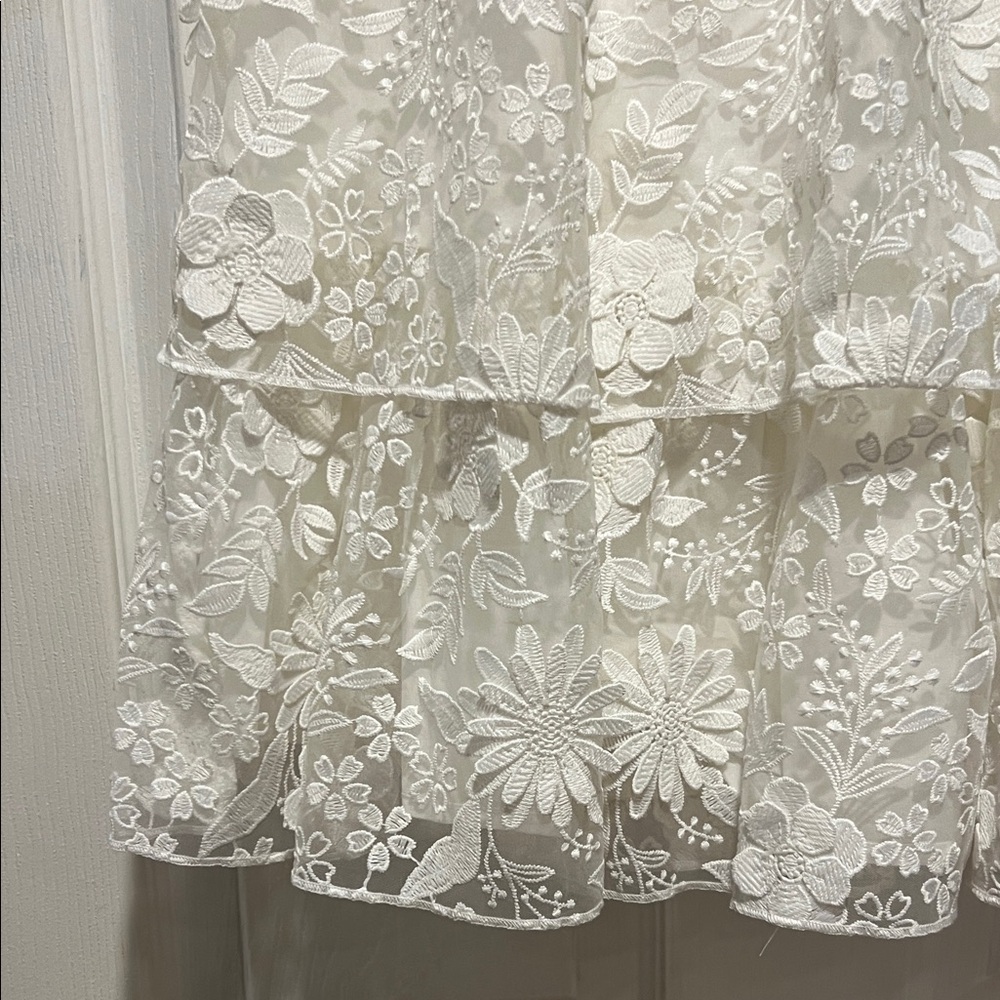 Preowned Janie and Jack White Lace Floral Dress Flower Girl Formal size 12 - Picture 3 of 12